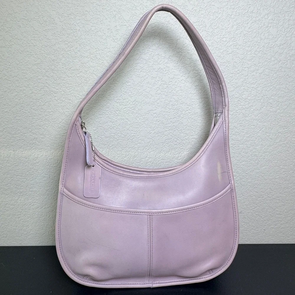 Coach Ergo Pocket Zip 9033 Lavender Purple Leather Vintage 90s Hobo Bag